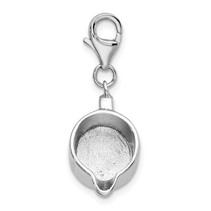 Sterling Silver Amore La Vita Rhodium-Plated Polished 3-D Measuring Cup Charm With Fancy Lobster Clasp