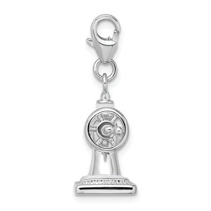 Sterling Silver Amore La Vita Rhodium-Plated Polished 3-D Enameled Sewing Machine Charm With Fancy Lobster Clasp