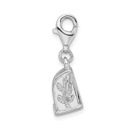Sterling Silver Amore La Vita Rhodium-Plated Polished 3-D Slot Machine Charm With Fancy Lobster Clasp