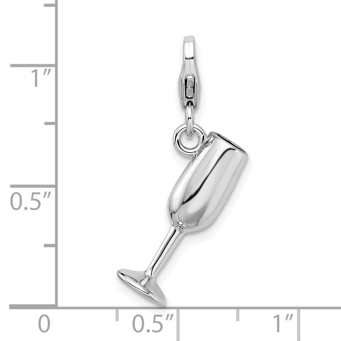 Sterling Silver Amore La Vita Rhodium-Plated Polished 3-D Enameled Red Wine Glass Charm With Fancy Lobster Clasp