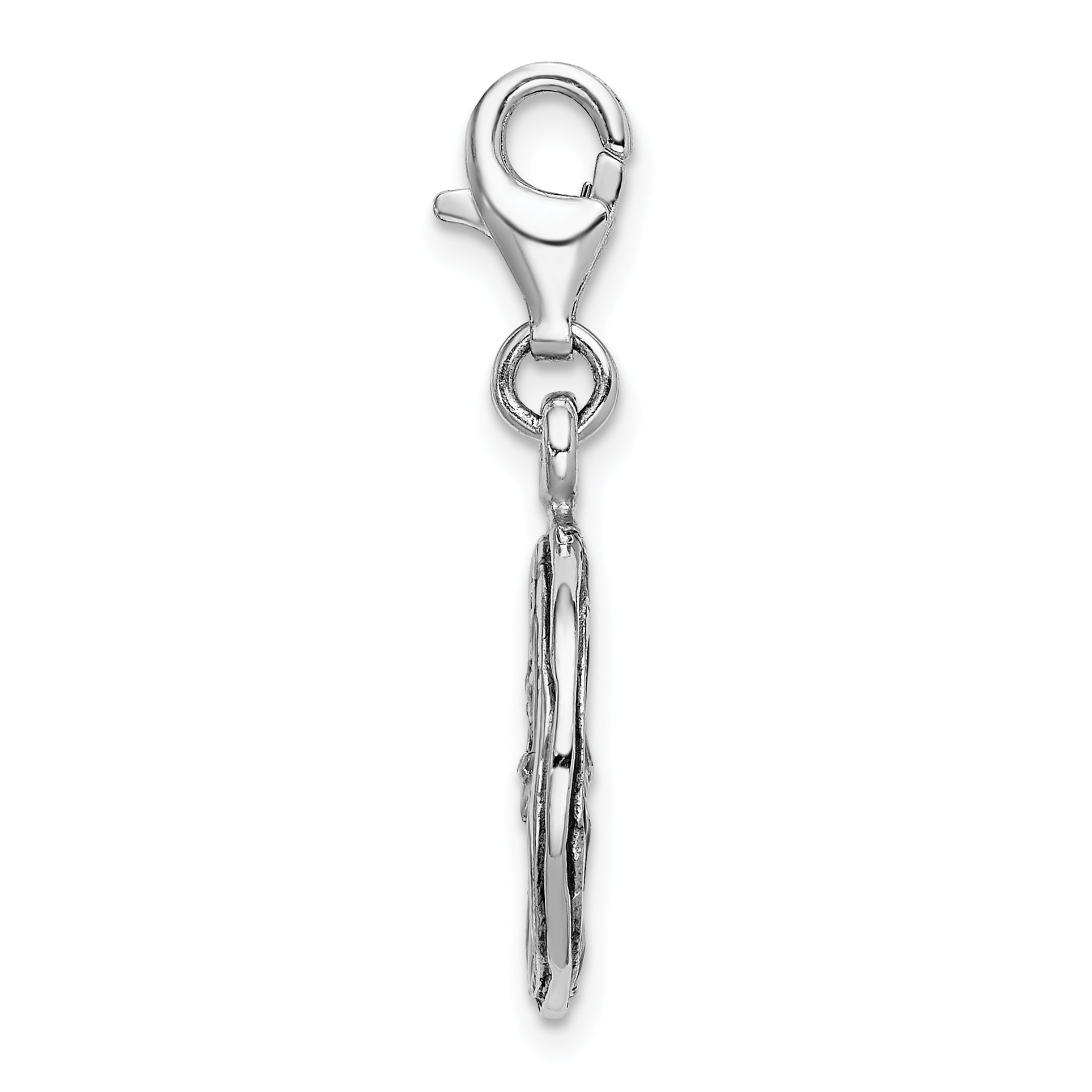 Sterling Silver Amore La Vita Rhodium-Plated Polished 3-D Yellow Enameled Lemon Slice Charm With Fancy Lobster Clasp