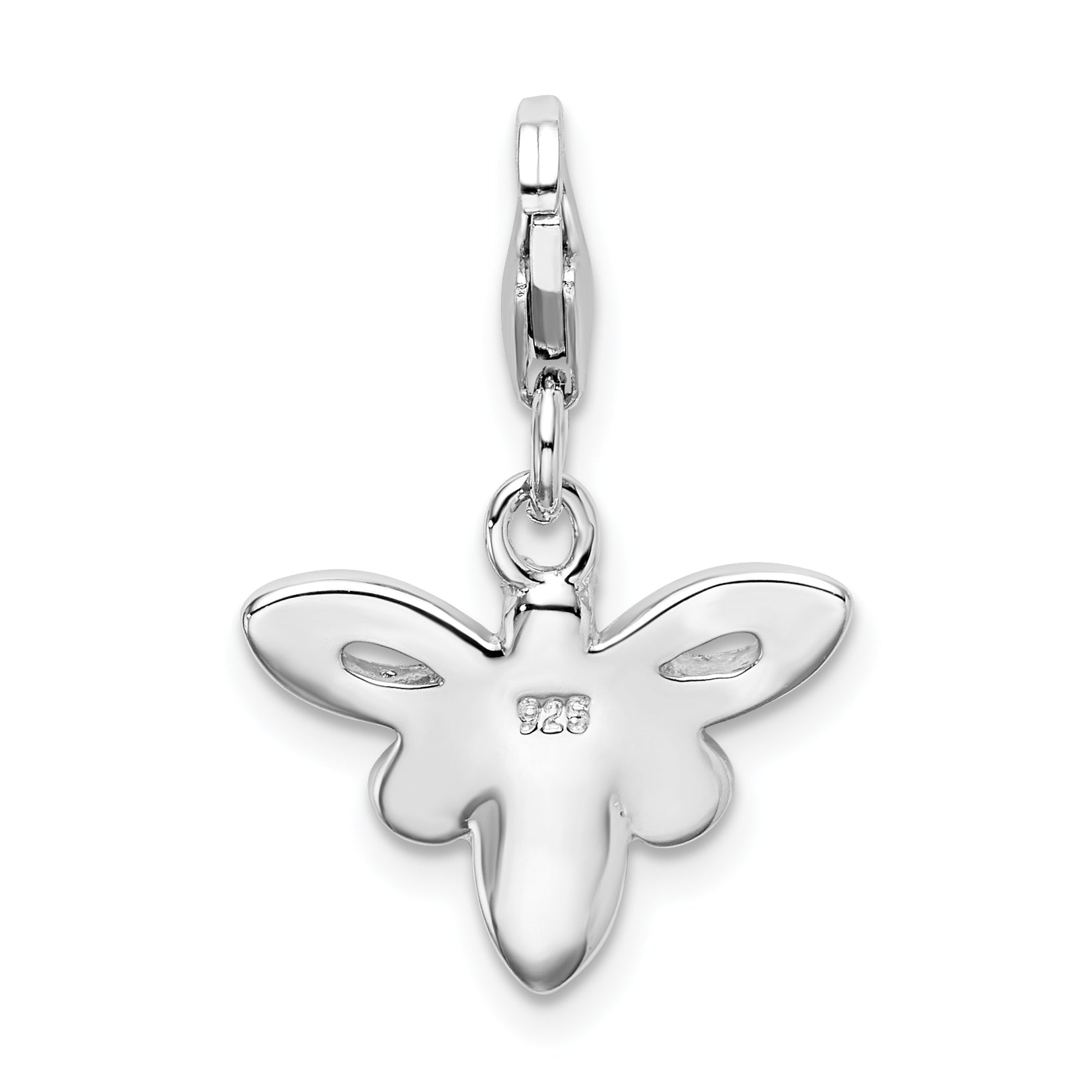 Sterling Silver Amore La Vita Rhodium-Plated Polished Enameled Bee Charm With Fancy Lobster Clasp