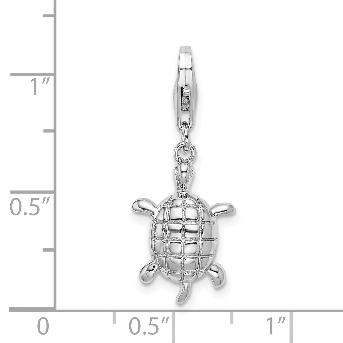 Sterling Silver Amore La Vita Rhodium-Plated Polished Turtle Charm With Fancy Lobster Clasp