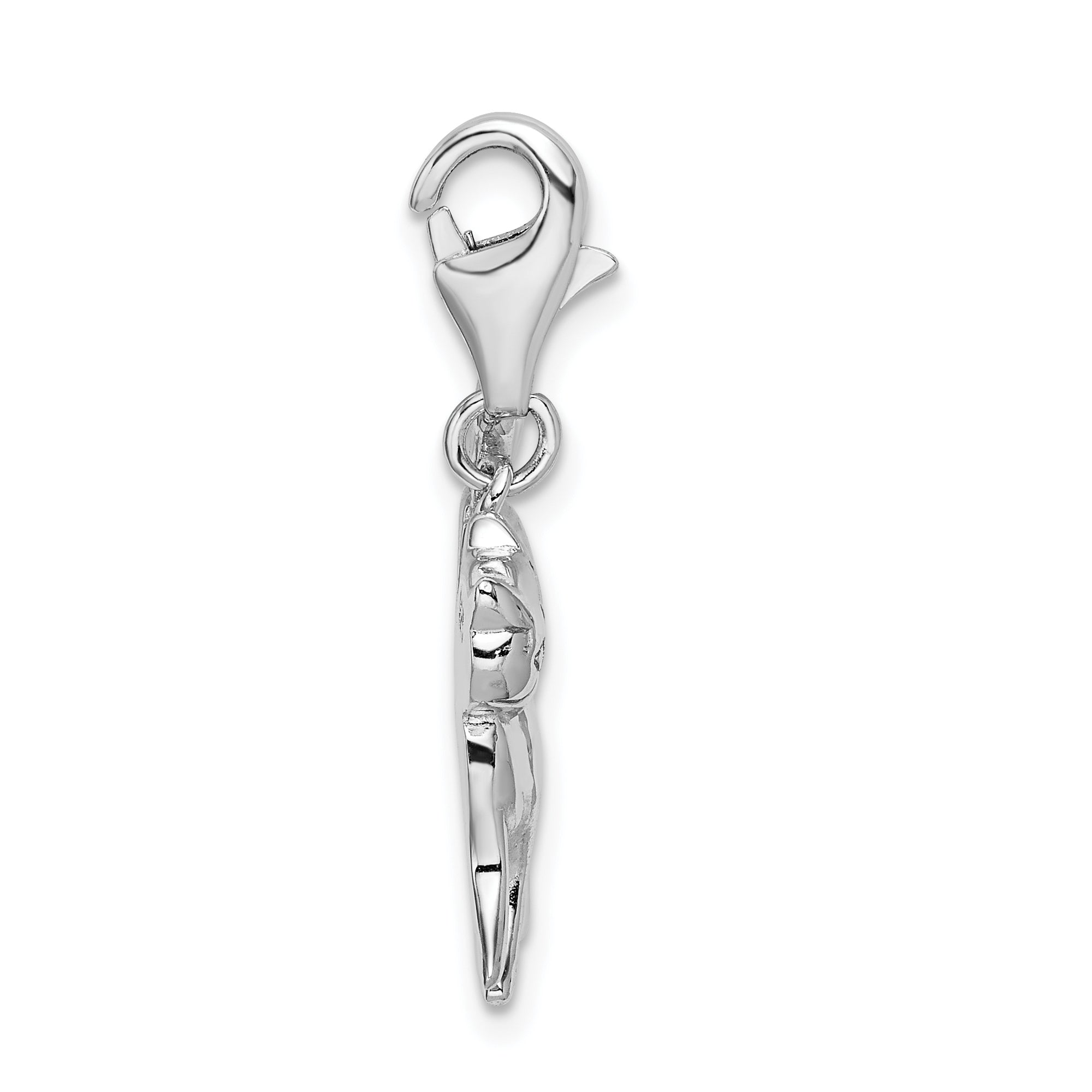 Sterling Silver Amore La Vita Rhodium-Plated Polished Scary Cat Charm With Fancy Lobster Clasp