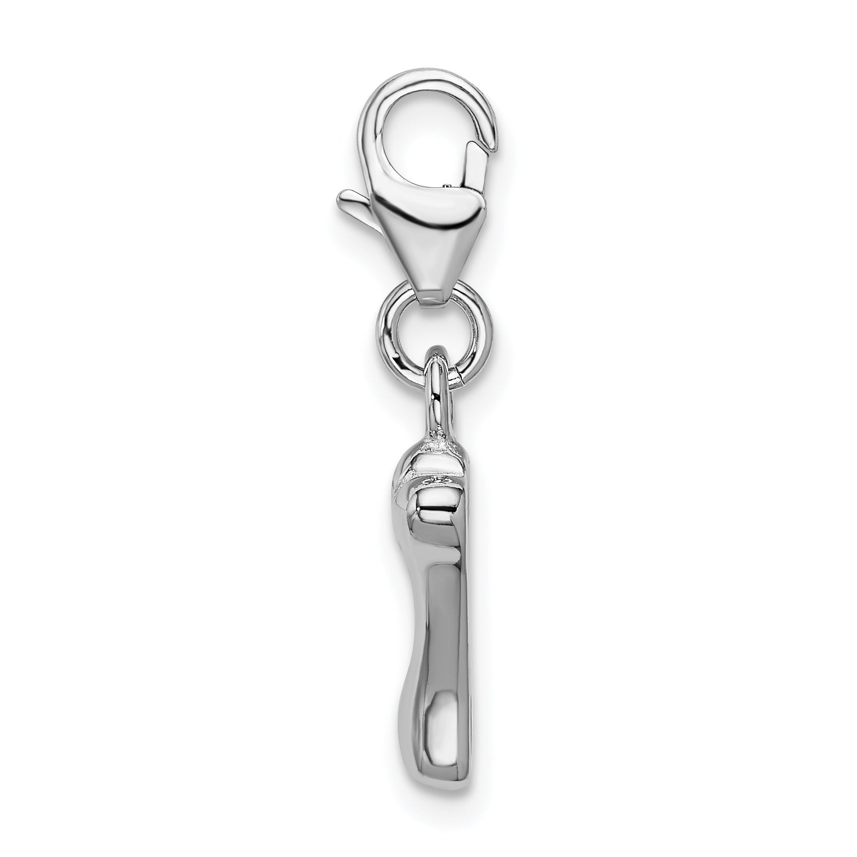 Sterling Silver Amore La Vita Rhodium-Plated Polished Dog Bone Charm With Fancy Lobster Clasp