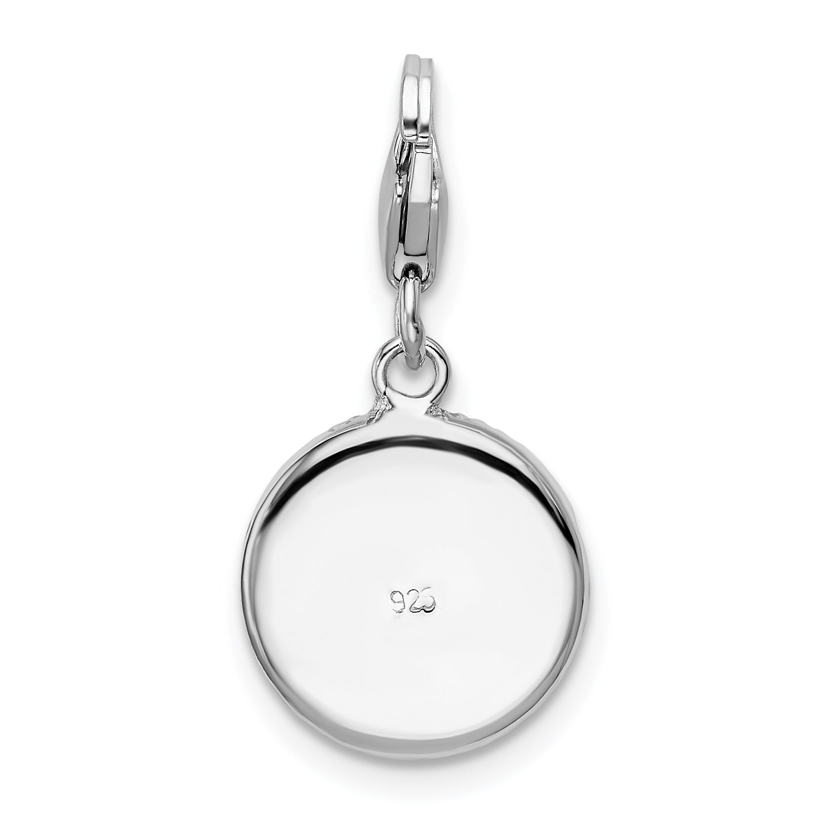 Sterling Silver Amore La Vita Rhodium-Plated Polished Pink Red Blue White Yellow Crystal From Swarovski Floral Pattern Disc Charm With Fancy Lobster Clasp