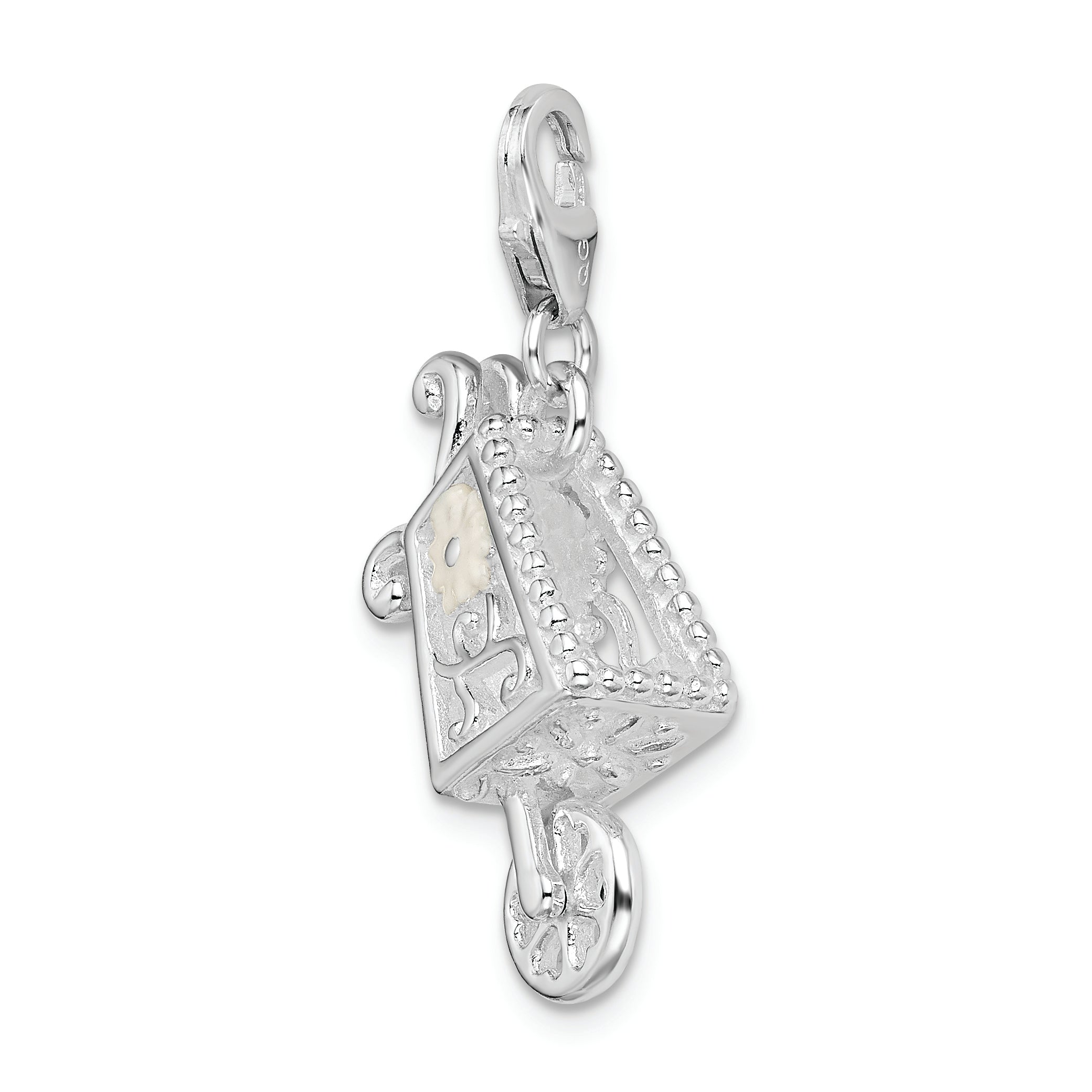 Sterling Silver Rh 3-D Enameled Wheelbarrow W/Lobster Clasp Charm