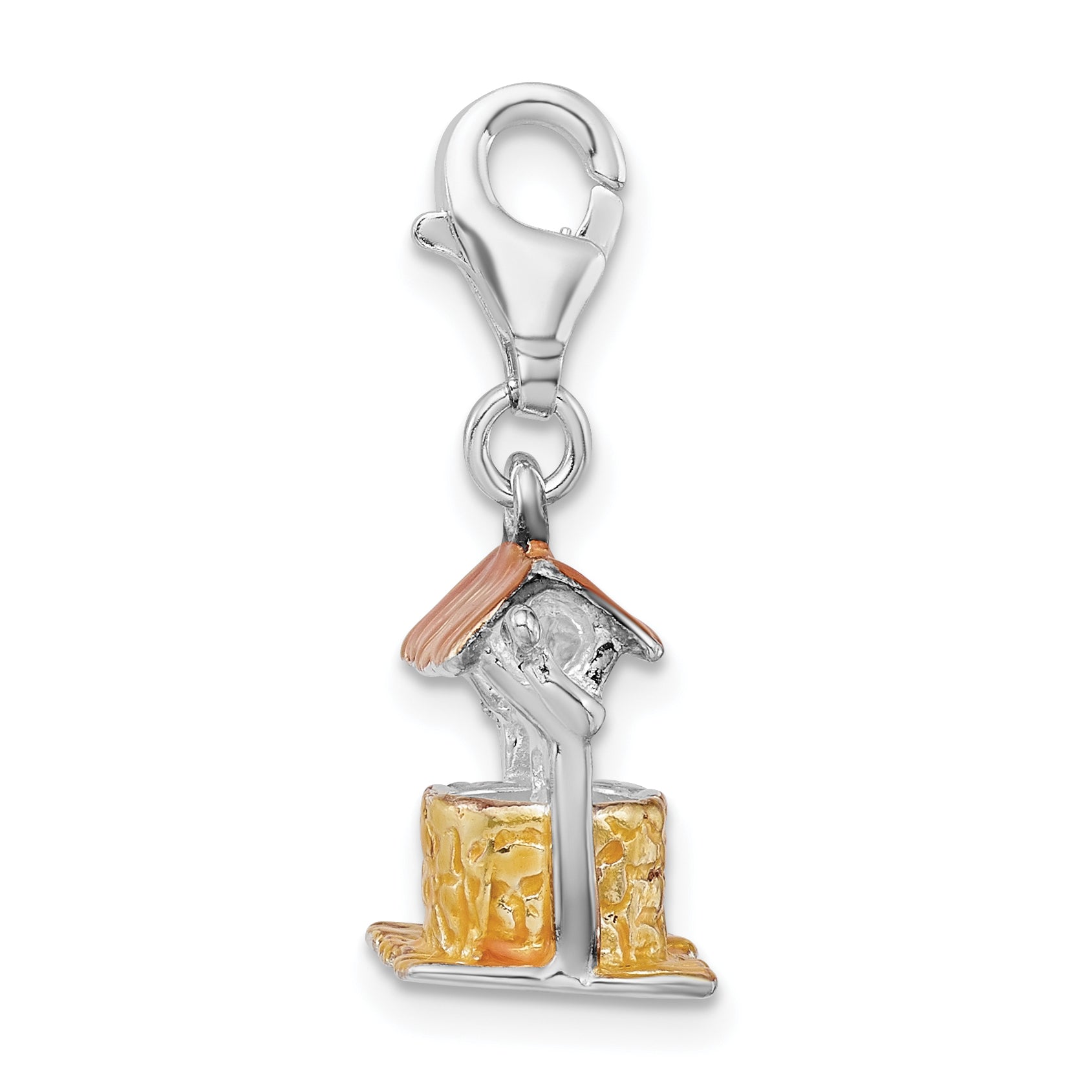 Sterling Silver Amore La Vita Rhodium-Plated Polished 3-D Enameled Well Charm With Fancy Lobster Clasp