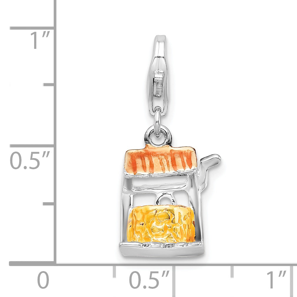 Sterling Silver Amore La Vita Rhodium-Plated Polished 3-D Enameled Well Charm With Fancy Lobster Clasp