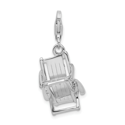 Sterling Silver Amore La Vita Rhodium-Plated Polished 3-D Enameled Beach Chair Charm With Fancy Lobster Clasp
