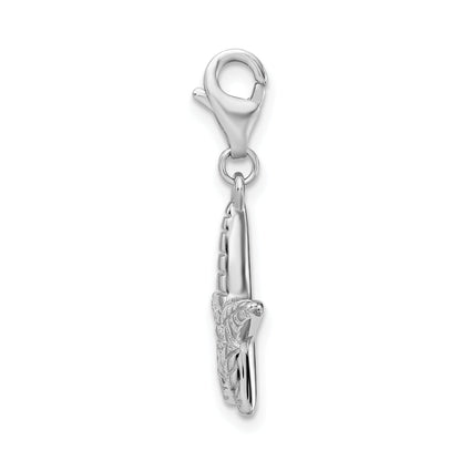 Sterling Silver Amore La Vita Rhodium-Plated Polished Starfish Charm With Fancy Lobster Clasp