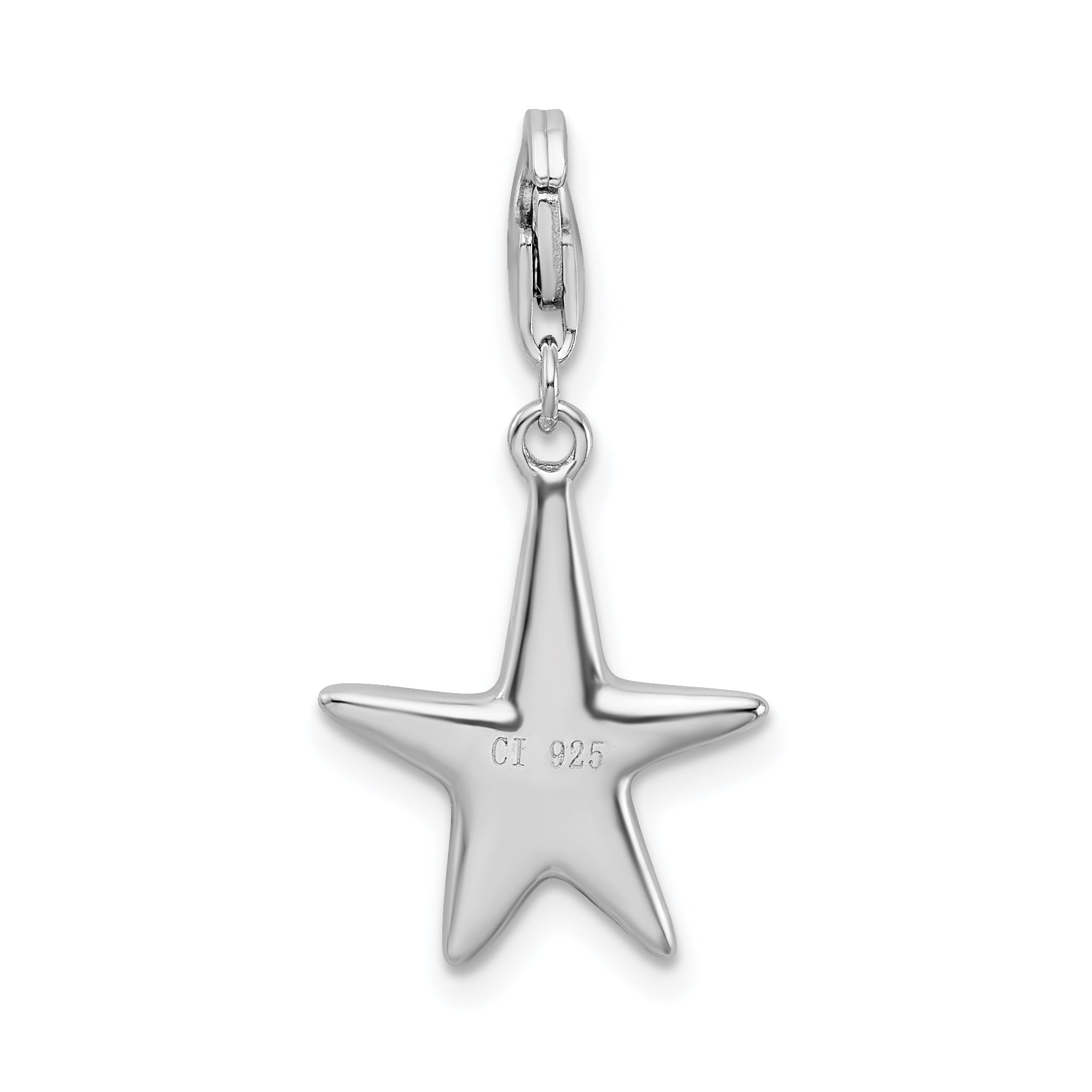 Sterling Silver Amore La Vita Rhodium-Plated Polished Starfish Charm With Fancy Lobster Clasp