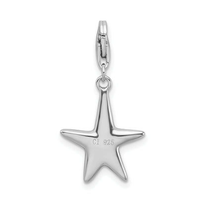 Sterling Silver Amore La Vita Rhodium-Plated Polished Starfish Charm With Fancy Lobster Clasp