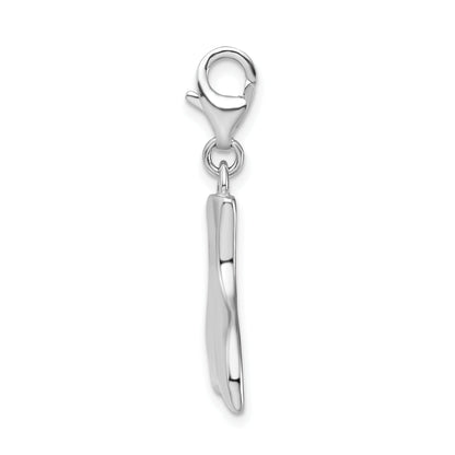 Sterling Silver Amore La Vita Rhodium-Plated Polished Whale Tail Charm With Fancy Lobster Clasp