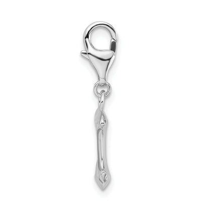 Sterling Silver Amore La Vita Rhodium-Plated Polished 3-D Anchor Charm With Fancy Lobster Clasp