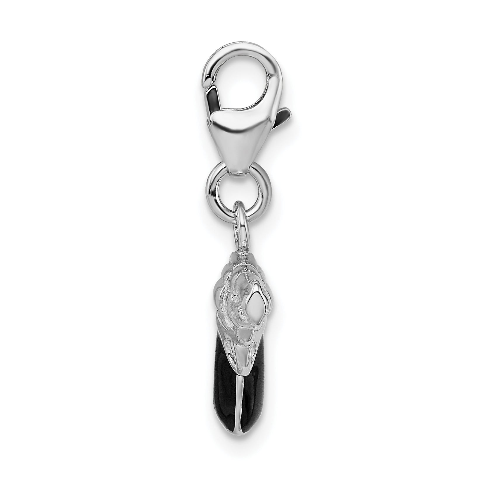 Sterling Silver Amore La Vita Rhodium-Plated Polished 3-D Enameled Pistol Charm With Fancy Lobster Clasp