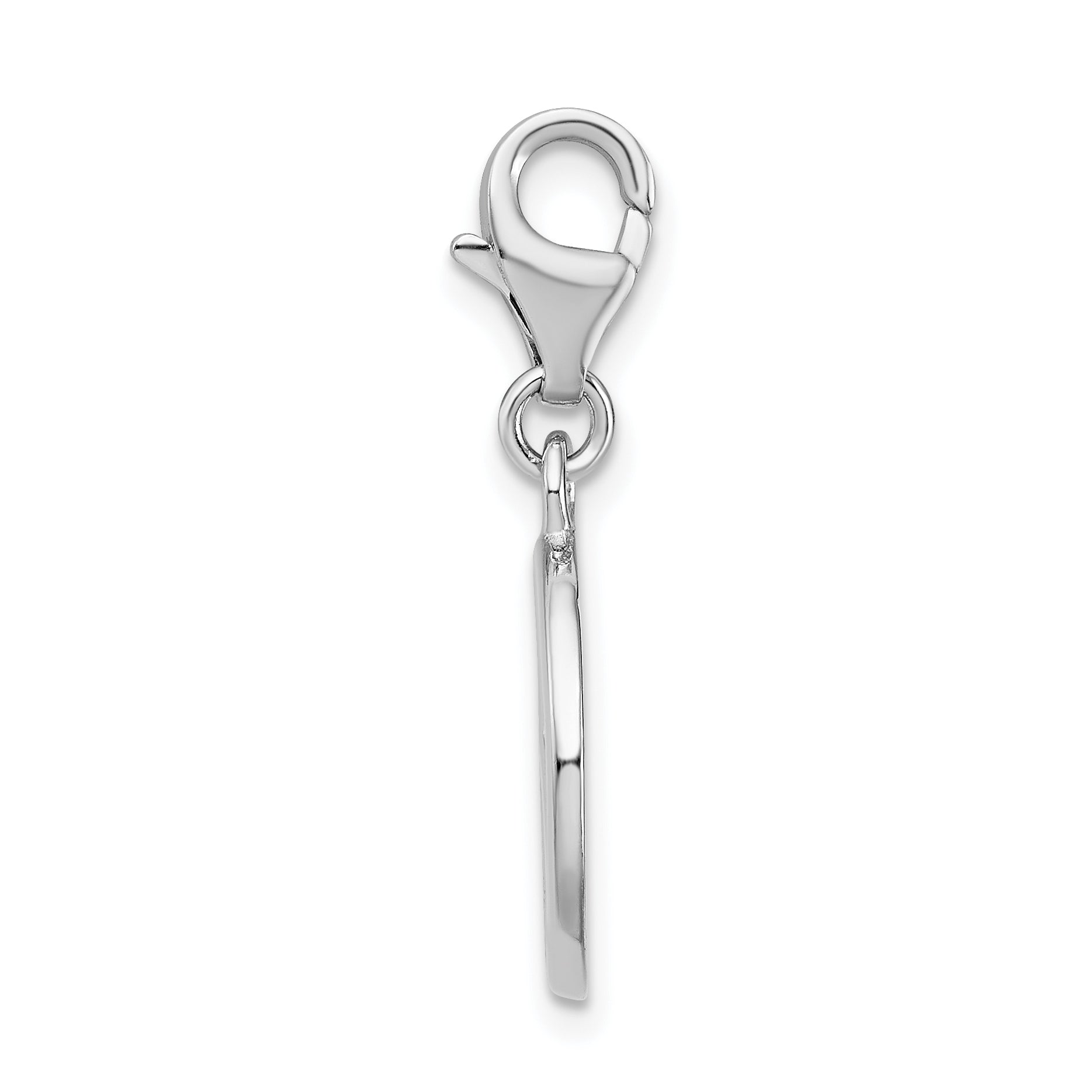 Sterling Silver Amore La Vita Rhodium-Plated Polished Peace Sign Charm With Fancy Lobster Clasp