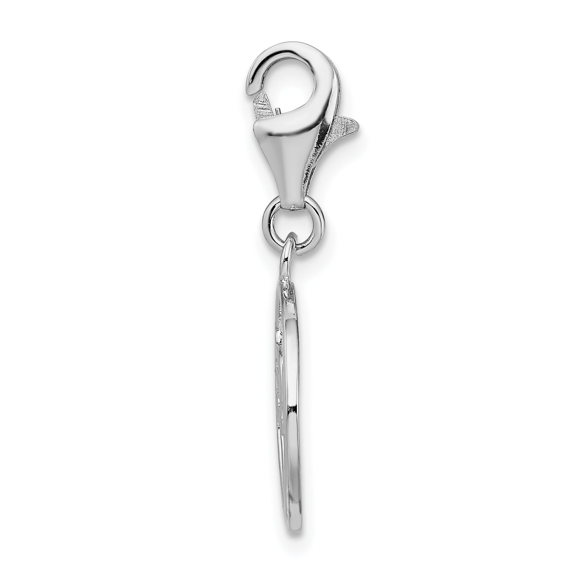 Sterling Silver Amore La Vita Rhodium-Plated Polished Love In Open Circle Charm With Fancy Lobster Clasp
