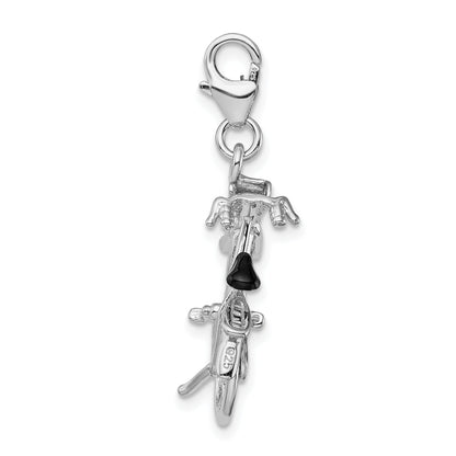 Sterling Silver Amore La Vita Rhodium-Plated Polished 3-D Enameled Moveable Bicycle Charm With Fancy Lobster Clasp