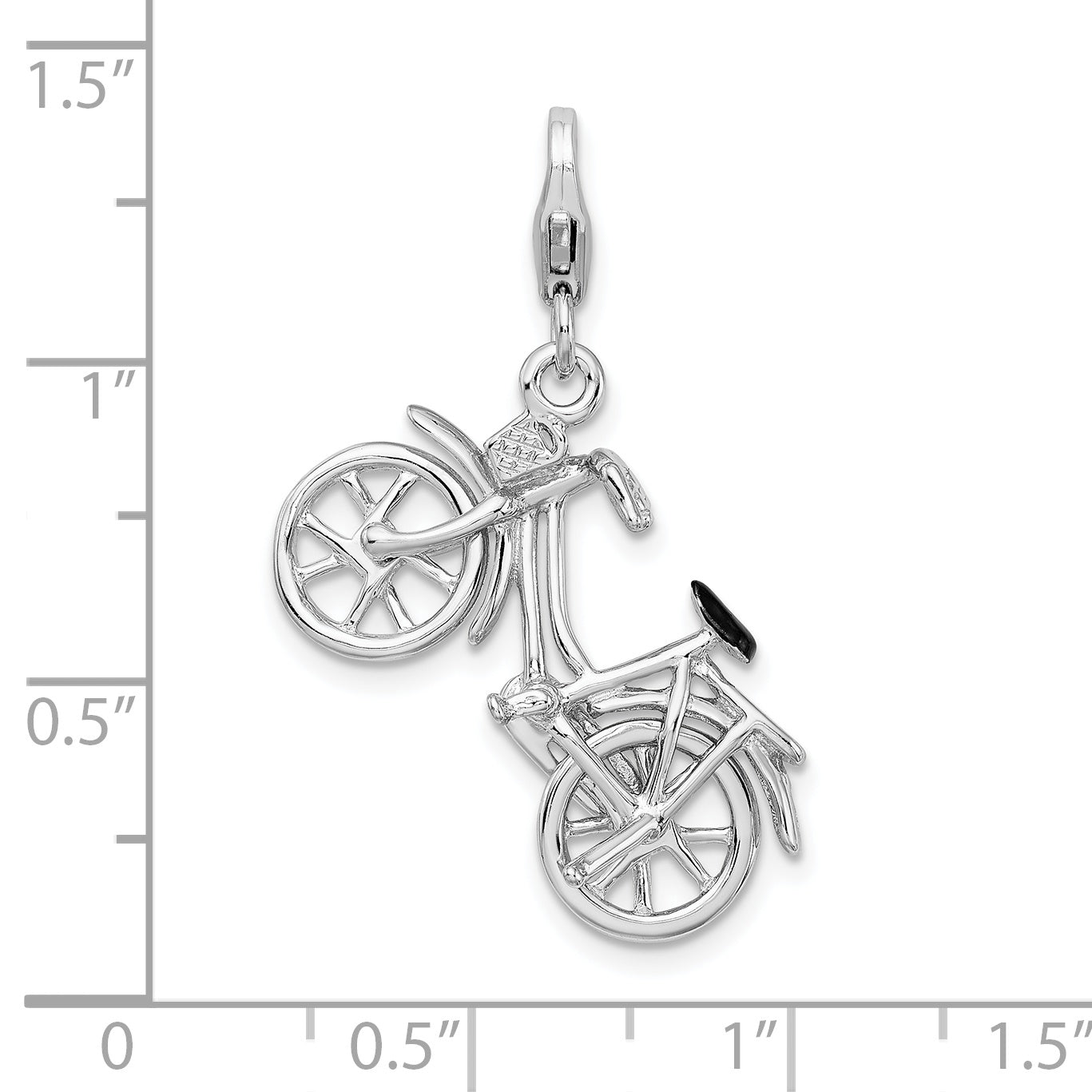 Sterling Silver Amore La Vita Rhodium-Plated Polished 3-D Enameled Moveable Bicycle Charm With Fancy Lobster Clasp