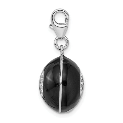 Sterling Silver Amore La Vita Rhodium-Plated Polished 3-D Crystal From Swarovski Magic 8 Ball Charm With Fancy Lobster Clasp