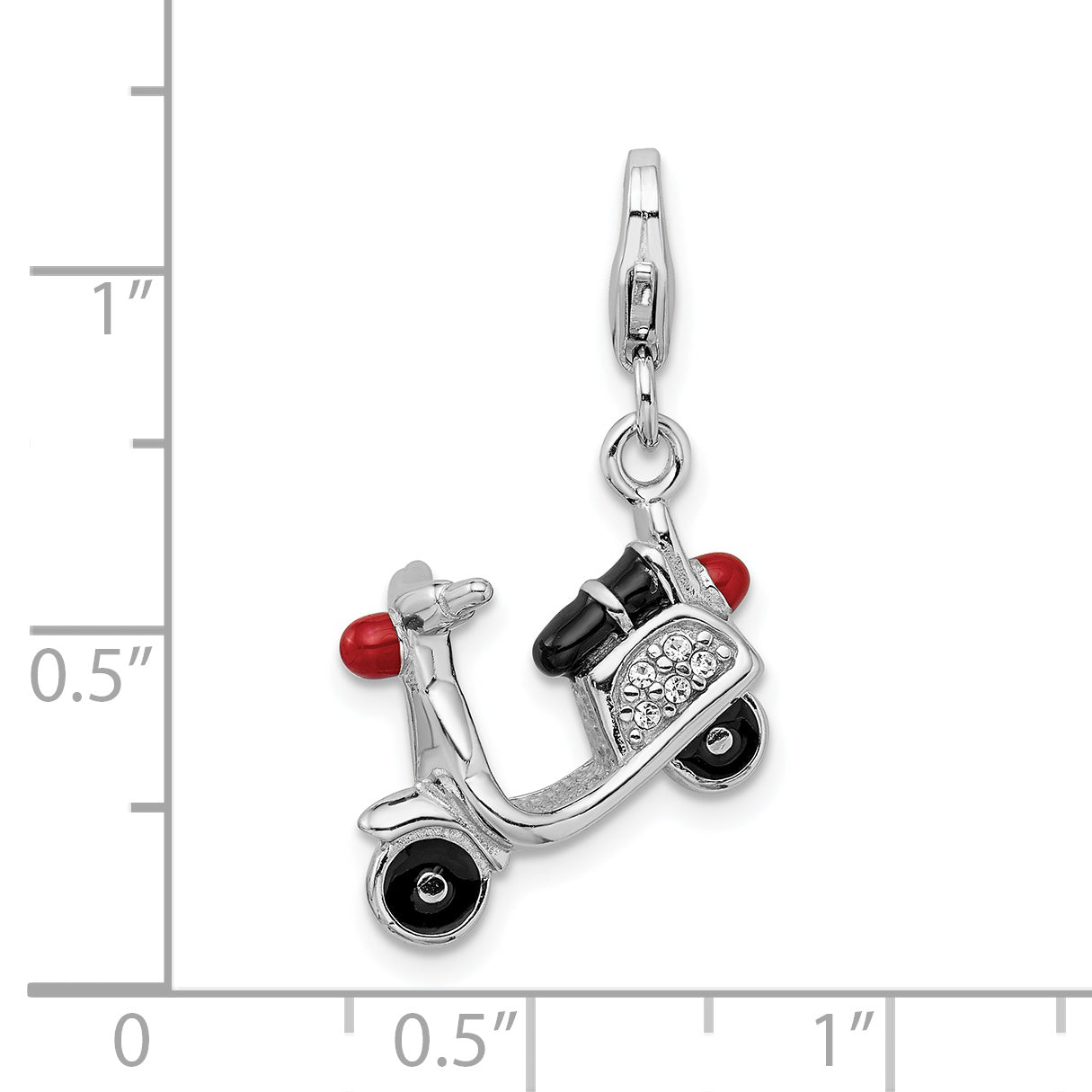 Sterling Silver Amore La Vita Rhodium-Plated Polished 3-D Enameled Crystal From Swarovski Moped Charm With Fancy Lobster Clasp