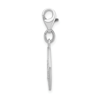 Sterling Silver Amore La Vita Rhodium-Plated Polished Miraculous Medal Charm With Fancy Lobster Clasp