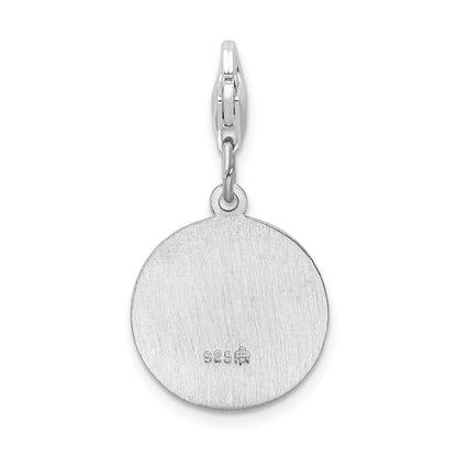 Sterling Silver Amore La Vita Rhodium-Plated Polished Saint Michael Medal Charm With Fancy Lobster Clasp