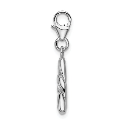 Sterling Silver Amore La Vita Rhodium-Plated Polished 3-D Trinity Knot Charm With Fancy Lobster Clasp