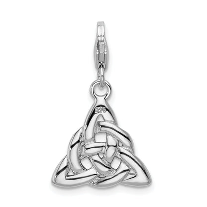 Sterling Silver Amore La Vita Rhodium-Plated Polished 3-D Trinity Knot Charm With Fancy Lobster Clasp