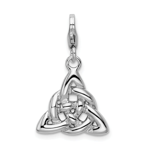 Sterling Silver Amore La Vita Rhodium-Plated Polished 3-D Trinity Knot Charm With Fancy Lobster Clasp