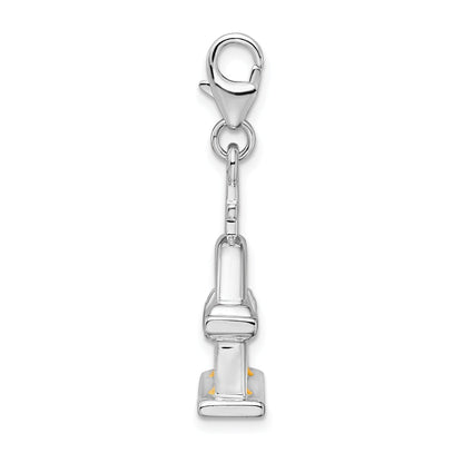 Sterling Silver Amore La Vita Rhodium-Plated Polished 3-D Enameled Church With Moving Bell Charm Fancy Lobster Clasp