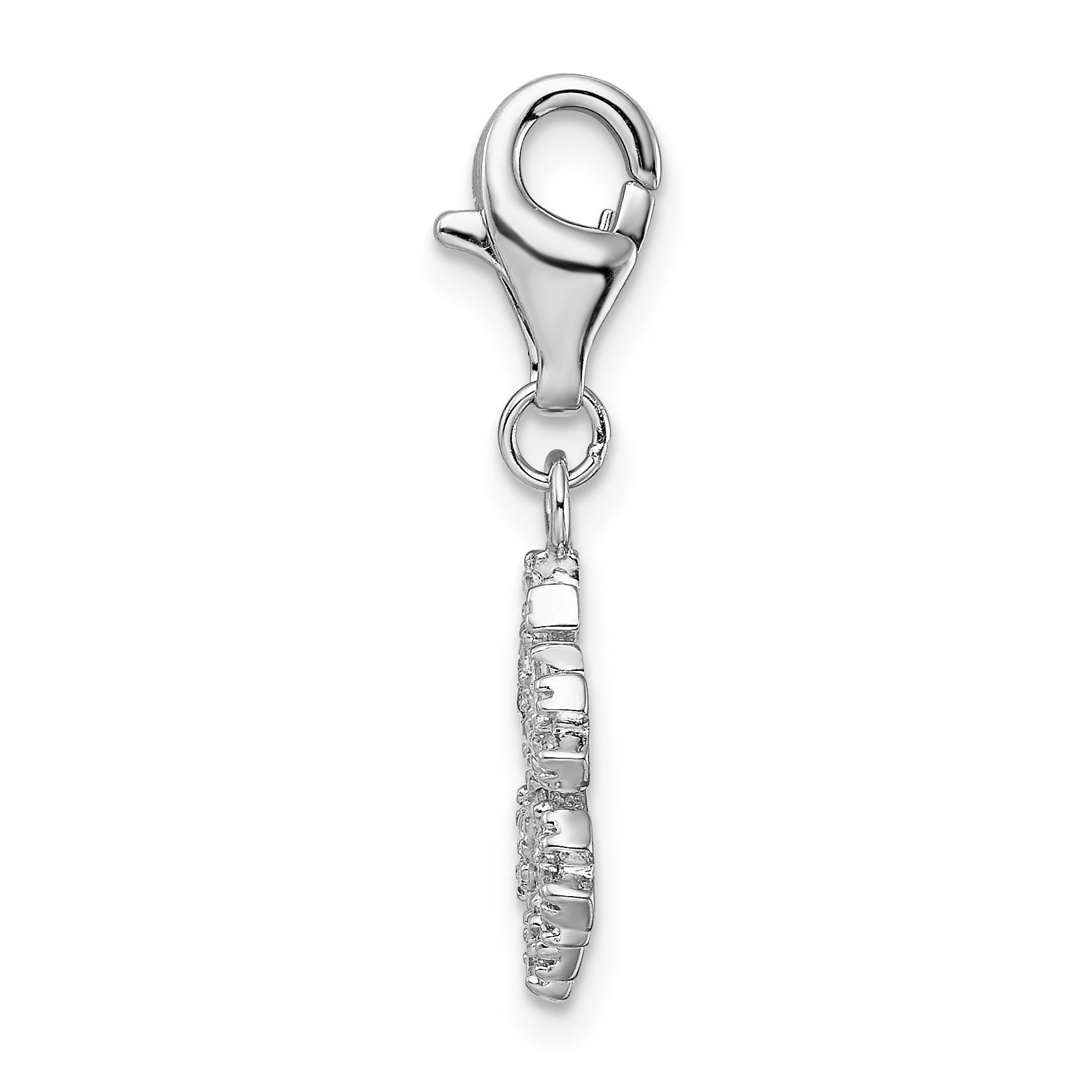 Sterling Silver Amore La Vita Rhodium-Plated Polished Cz Snowflake Charm With Fancy Lobster Clasp