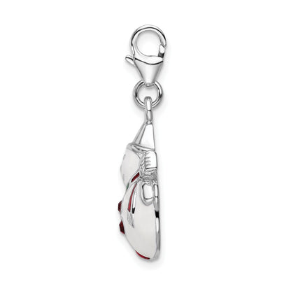 Sterling Silver Amore La Vita Rhodium-Plated Polished 3-D Enameled Crystal From Swarovski Snowman Charm With Fancy Lobster Clasp