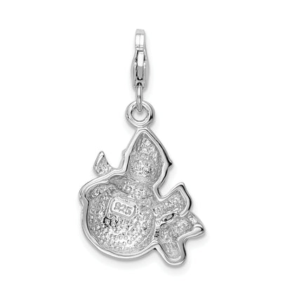 Sterling Silver Amore La Vita Rhodium-Plated Polished 3-D Enameled Crystal From Swarovski Snowman Charm With Fancy Lobster Clasp