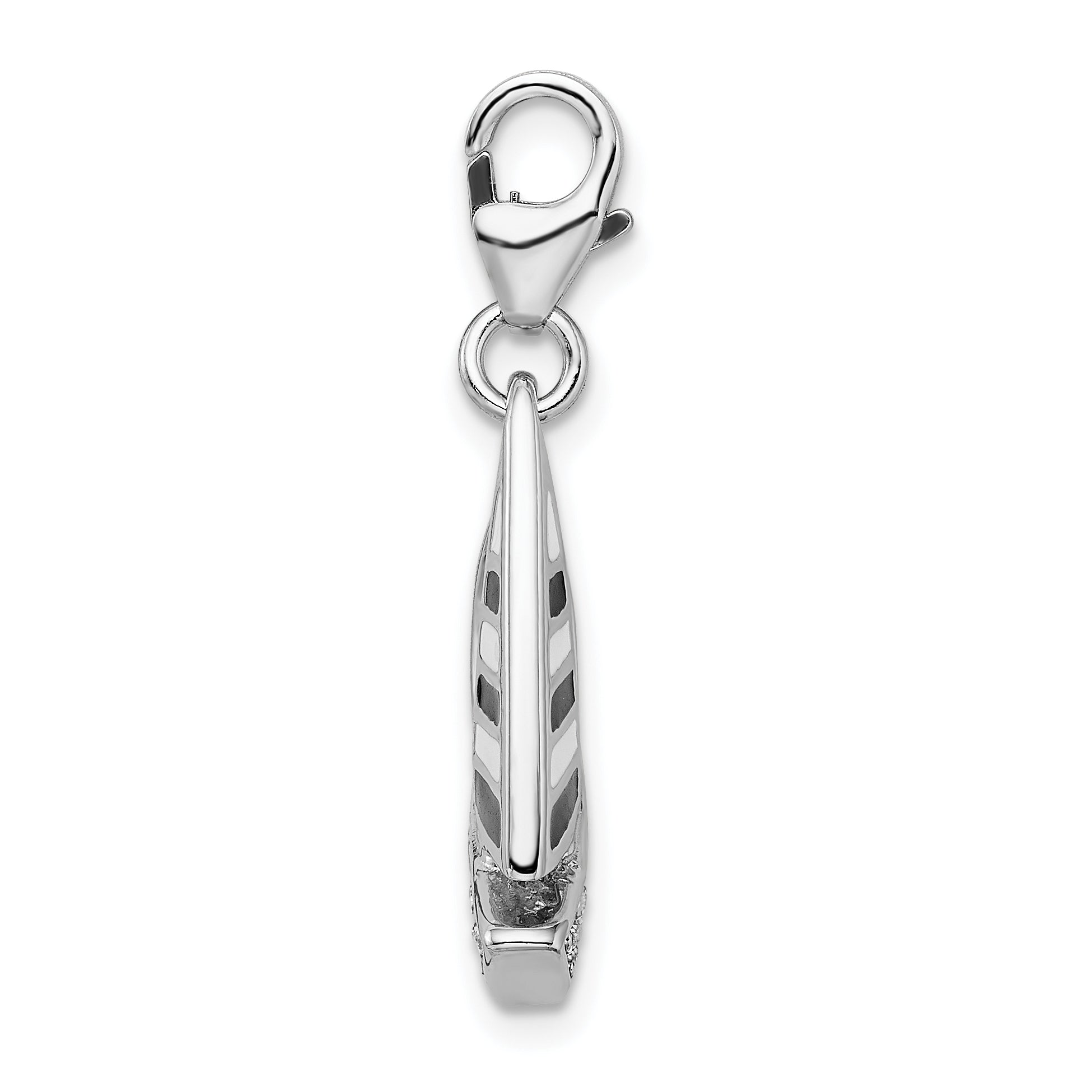 Sterling Silver Amore La Vita Rhodium-Plated Polished 3-D Enameled Swarovski Crystal Sailboat Charm With Fancy Lobster Clasp