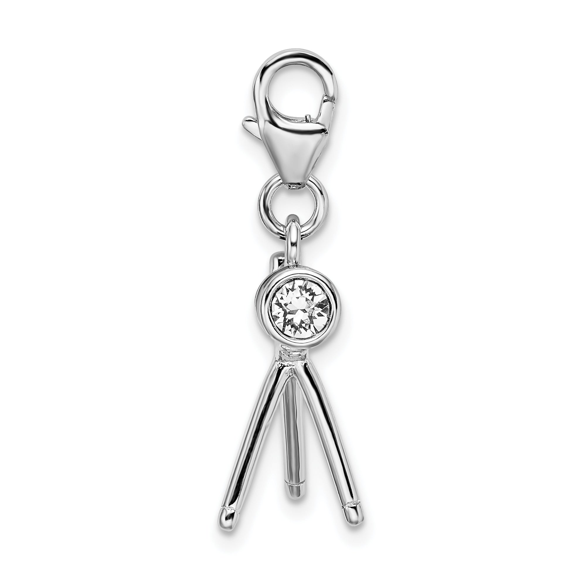Sterling Silver Amore La Vita Rhodium-Plated Polished 3-D Enameled Crystal From Swarovski Telescope Charm With Fancy Lobster Clasp