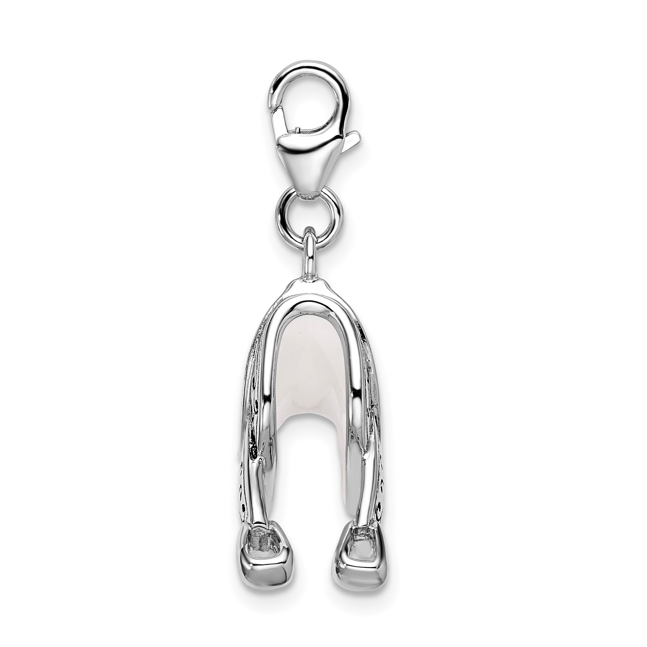 Sterling Silver Amore La Vita Rhodium-Plated Polished 3-D Enameled Saddle Charm With Fancy Lobster Clasp