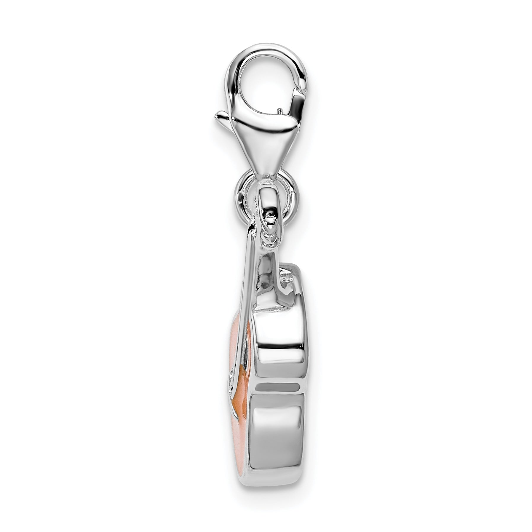 Sterling Silver Amore La Vita Rhodium-Plated Polished 3-D Enameled Guitar Charm With Fancy Lobster Clasp