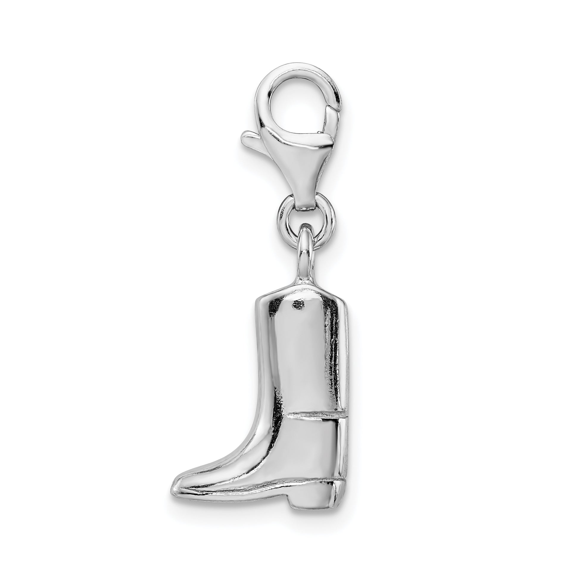 Sterling Silver Ss Rh Click-On Polished Boot Charm
