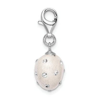 Sterling Silver Amore La Vita Rhodium-Plated Polished 3-D White Ferido Stellux Crystal Heart Charm With Fancy Lobster Clasp