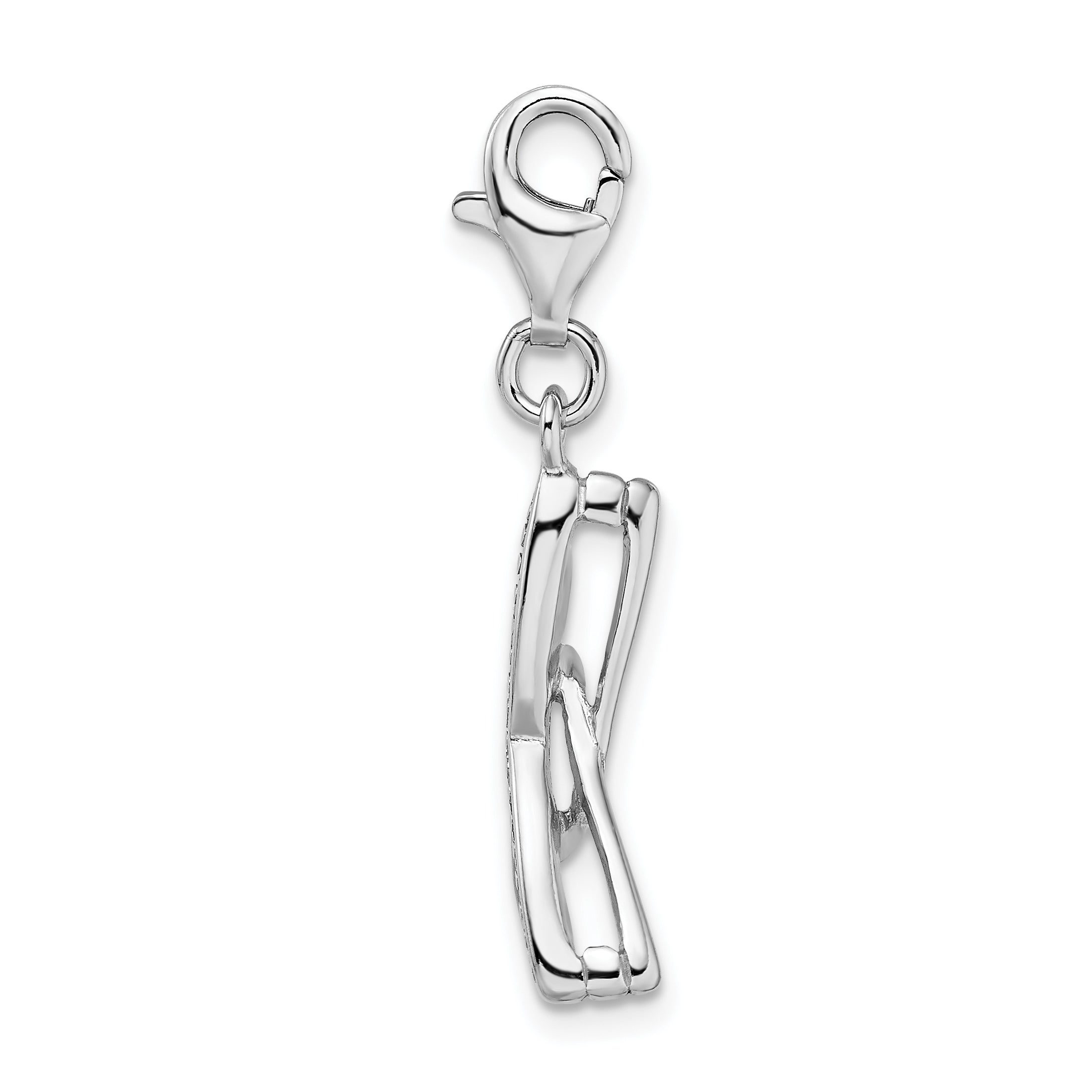 Sterling Silver Amore La Vita Rhodium-Plated Polished3-D Enameled Sunglass Charm With Fancy Lobster Clasp