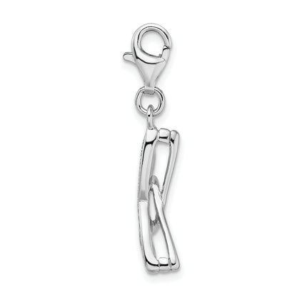 Sterling Silver Amore La Vita Rhodium-Plated Polished3-D Enameled Sunglass Charm With Fancy Lobster Clasp