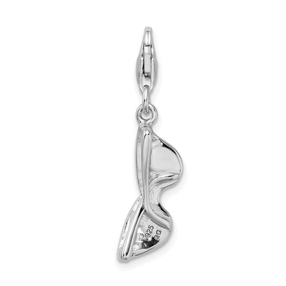 Sterling Silver Amore La Vita Rhodium-Plated Polished3-D Enameled Sunglass Charm With Fancy Lobster Clasp