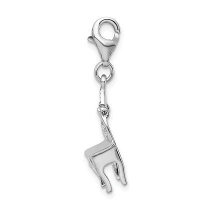 Sterling Silver Amore La Vita Rhodium-Plated 3-D Polished Enameled Vanity Charm With Fancy Lobster Clasp
