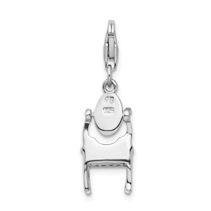 Sterling Silver Amore La Vita Rhodium-Plated 3-D Polished Enameled Vanity Charm With Fancy Lobster Clasp