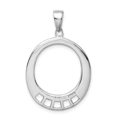 Sterling Silver Amore La Vita Rhodium-Plated Polished Oval Shaped Charm Carrier Pendant