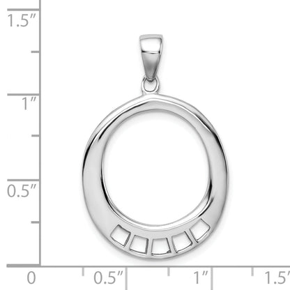 Sterling Silver Amore La Vita Rhodium-Plated Polished Oval Shaped Charm Carrier Pendant