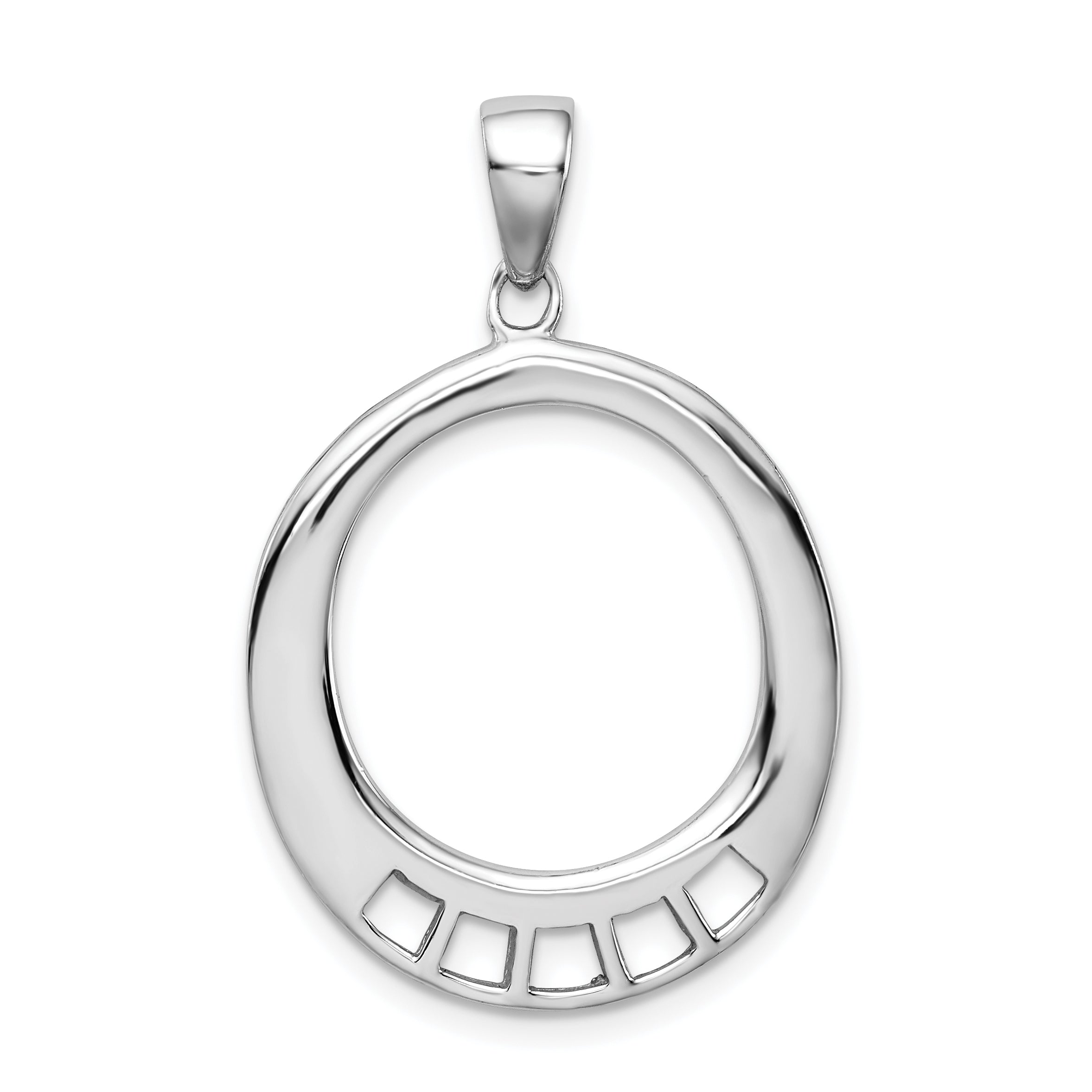 Sterling Silver Amore La Vita Rhodium-Plated Polished Oval Shaped Charm Carrier Pendant