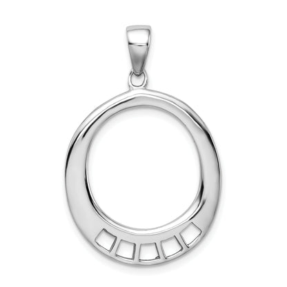 Sterling Silver Amore La Vita Rhodium-Plated Polished Oval Shaped Charm Carrier Pendant